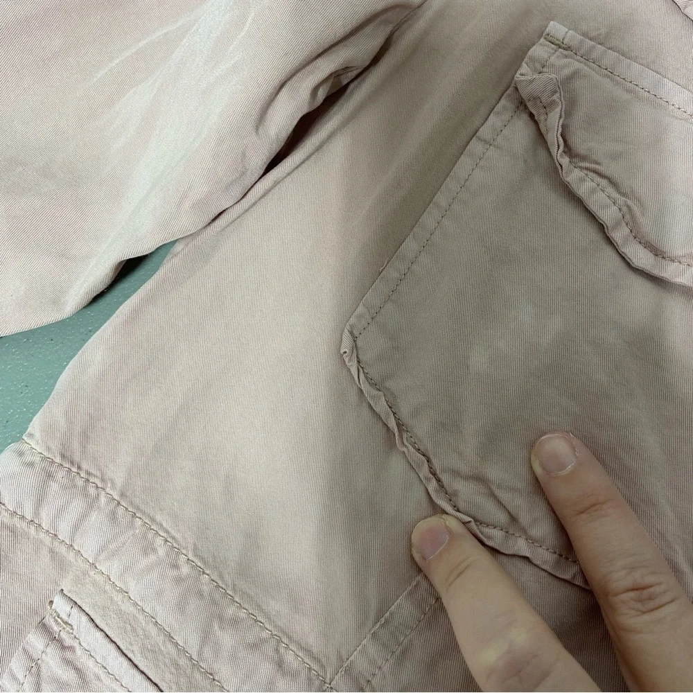 Sanctuary Blush Pink Blouse FLAW Women's Medium Button Front Drawstring Waist - Picture 4 of 10